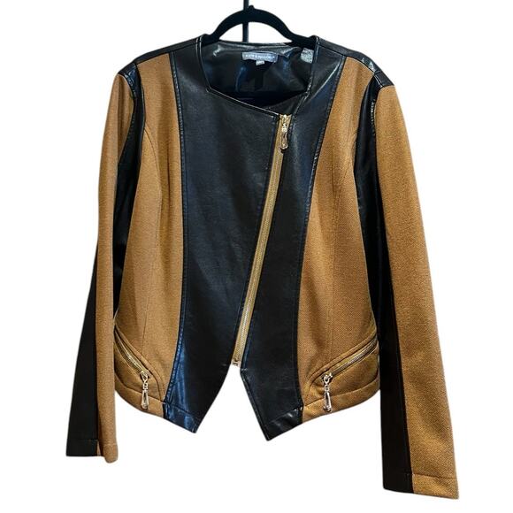 Kate & Mallory Brown Two Tone Faux Letter Jacket Size XL - Picture 1 of 6